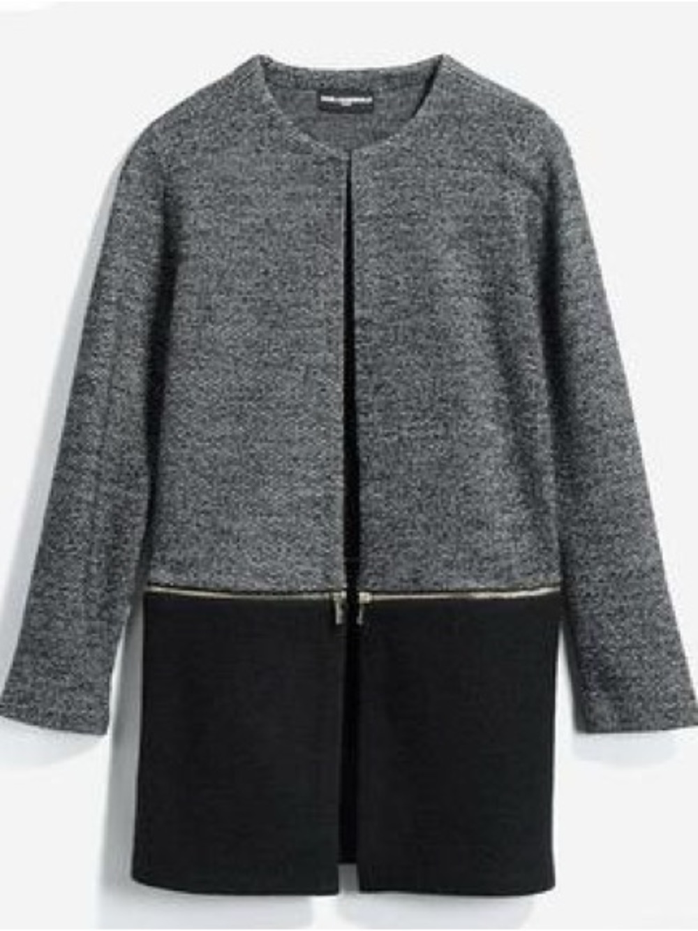 Karl Lagerfeld Two-Tone Convertible Wool Blend Longline